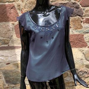 Banana Republic Sequined Blue Blouse Size S NEW
